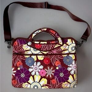 ie Floral Zippered Laptop Removable Shoulder Strap Messenger Bag 16” X 12”